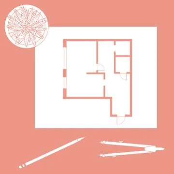 Vector illustration with apartment plan. Ilustración de archivo