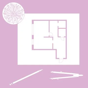 Vector illustration with apartment plan. Ilustración de archivo