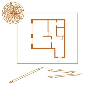 Vector illustration with apartment plan. Ilustración de archivo