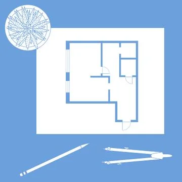 Vector illustration with apartment plan. Ilustración de archivo