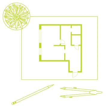 Vector illustration with apartment plan. Ilustración de archivo