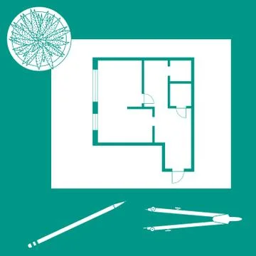 Vector illustration with apartment plan. Ilustración de archivo