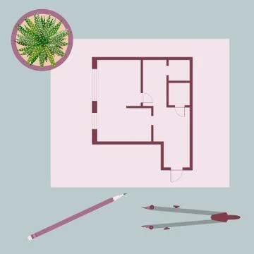 Vector illustration with apartment plan. Ilustración de archivo