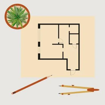 Vector illustration with apartment plan. Ilustración de archivo