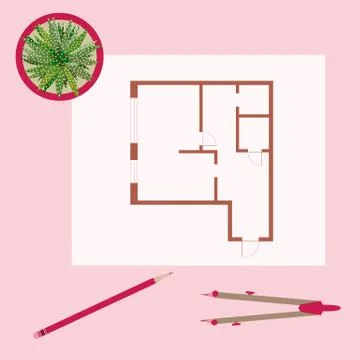 Vector illustration with apartment plan. Ilustración de archivo
