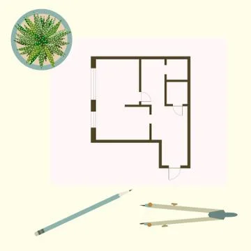 Vector illustration with apartment plan. Ilustración de archivo
