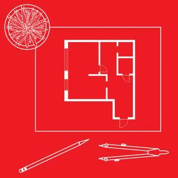 Vector illustration with apartment plan. Ilustración de archivo