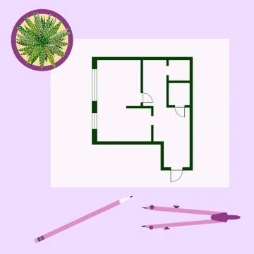 Vector illustration with apartment plan. Ilustración de archivo