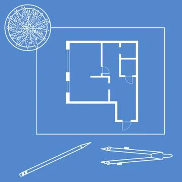 Vector illustration with apartment plan. Ilustración de archivo