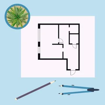 Vector illustration with apartment plan. Ilustración de archivo