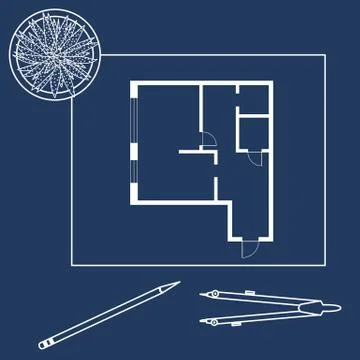 Vector illustration with apartment plan. Ilustración de archivo
