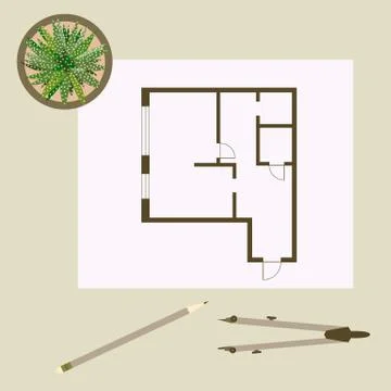 Vector illustration with apartment plan. Ilustración de archivo