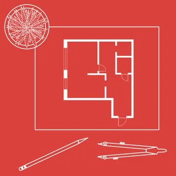 Vector illustration with apartment plan. Ilustración de archivo