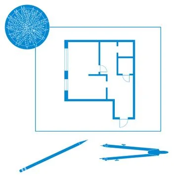 Vector illustration with apartment plan. Ilustración de archivo