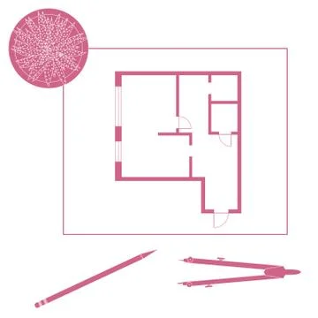 Vector illustration with apartment plan. Ilustración de archivo