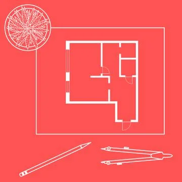 Vector illustration with apartment plan. Ilustración de archivo