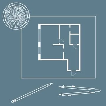 Vector illustration with apartment plan. Stock Illustration