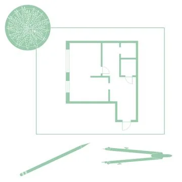 Vector illustration with apartment plan. Ilustración de archivo
