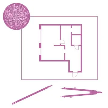 Vector illustration with apartment plan. Ilustración de archivo