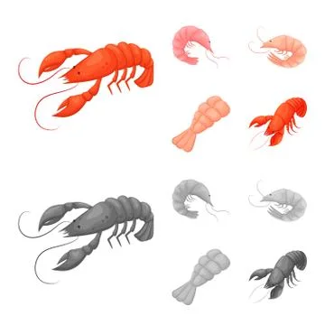Vector illustration of appetizer and ocean logo. Set of appetizer and delicacy Stock Illustration
