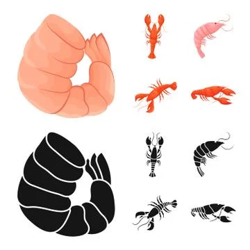 Vector illustration of appetizer and ocean sign. Set of appetizer and delicacy Stock Illustration