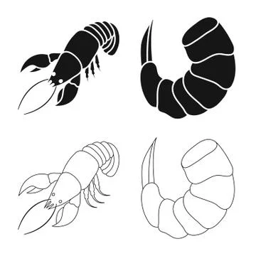 Vector illustration of appetizer and ocean icon. Collection of appetizer and Stock Illustration