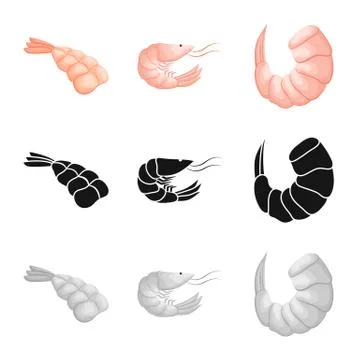 Vector illustration of appetizer and ocean logo. Set of appetizer and delicacy Stock Illustration