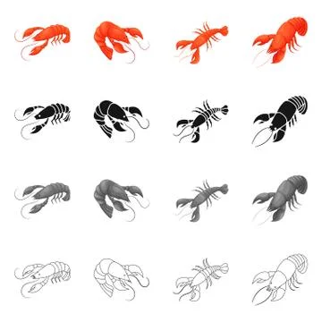 Vector illustration of appetizer and ocean sign. Collection of appetizer and Stock Illustration
