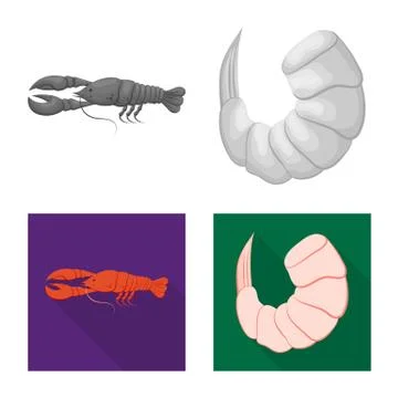 Vector illustration of appetizer and ocean icon. Set of appetizer and delicacy Stock Illustration