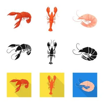 Vector illustration of appetizer and ocean symbol. Set of appetizer and delicacy Stock Illustration