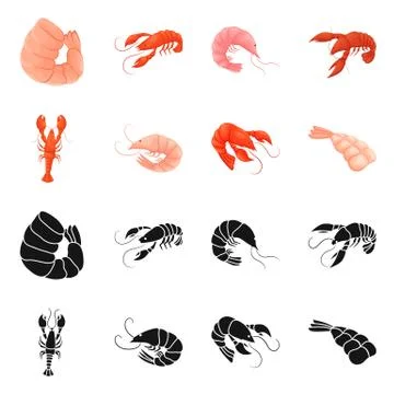 Vector illustration of appetizer and ocean icon. Collection of appetizer and Stock Illustration