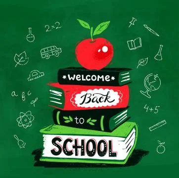 Vector illustration of apple on books Stock Illustration