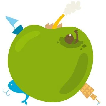 Vector illustration of an apple as the world. Stock Illustration