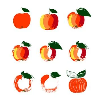 Vector illustration apples in abstract style isolated on white Stock Illustration
