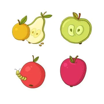 Vector illustration with apples and pear Illustrazione stock