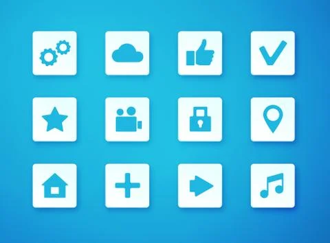 Vector illustration of apps icon set over blurry background. Stock Illustration
