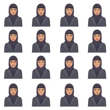 Vector illustration of a arabic face expressions Stock Illustration