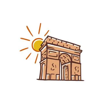 Vector illustration Arc de Triomphe, landmark icon of Paris, France. Arc de T Stock Illustration