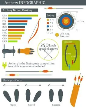 Vector illustration with archery infographic Stock Illustration