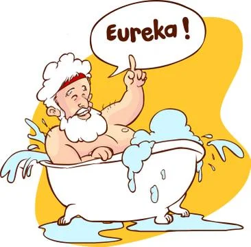 Vector illustration of a Archimedes in bath. Stock Illustration