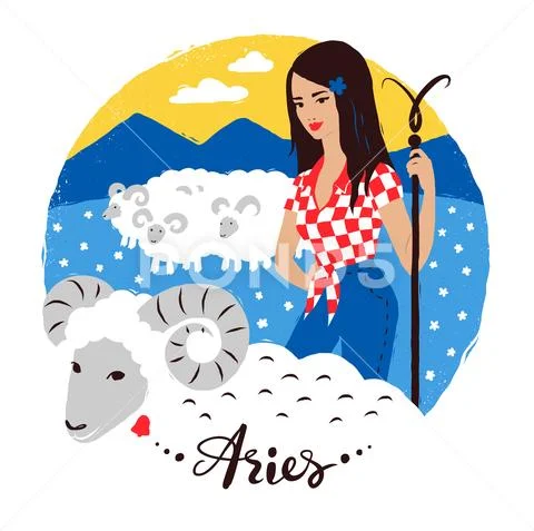 Vector illustration of Aries zodiac sign. Stock Illustration