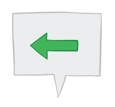 Vector illustration arrow showing left in speech bubble. Hand drawn. イラスト素材