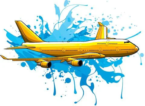 Vector illustration art of colored Airplane flying Stock Illustration