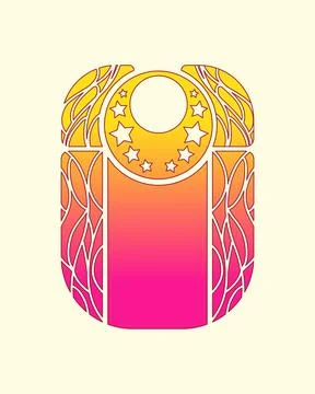 Vector illustration of a art nuo frame with a star in the shape of a circle Ilustración de archivo