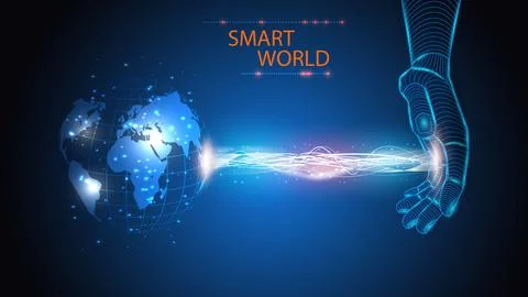 Vector illustration of artificial intelligence and smart city systems, home Stock Illustration