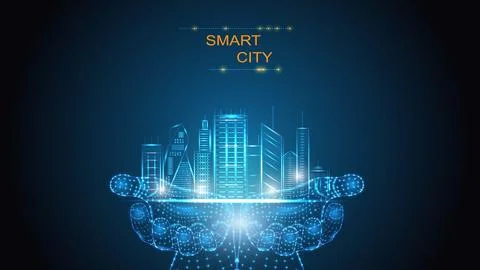 Vector illustration of artificial intelligence and smart city system, house Stock Illustration