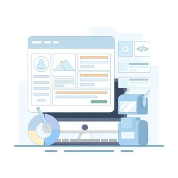 Vector illustration of artificial intelligence building a website without code. Illustrazione stock