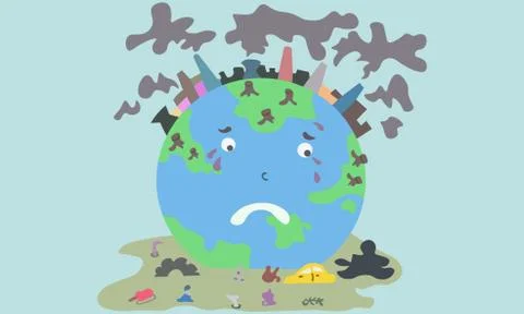A vector illustration artwork of earth been polluted concept. Illustrazione stock