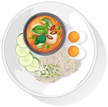 Vector Illustration of Asian Noodle Dish Stock Illustration