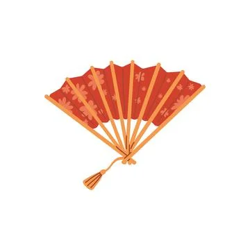 Vector illustration of Asian red fan, good luck emblem. Stock Illustration